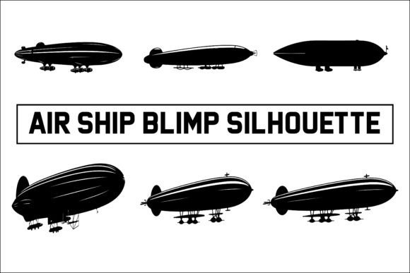 Airship Silhouette & Blimp Outline Assets