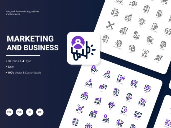 Enhance Visuals with Marketing and Business Icon Pack