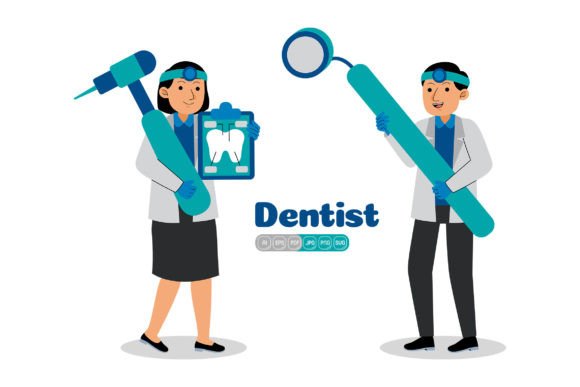 Leveraging Man and Woman Dentist Profession Illustrations in Creative Workflows